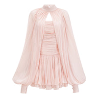 Bernice Pink Glossy Cape & Dress Set