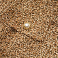 Arna Gold Round Neck Tweed Mini Dress