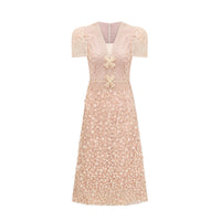 Bérengère Neutrals Faux-flower Crochet Midi Dress