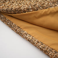 Arna Gold Round Neck Tweed Mini Dress