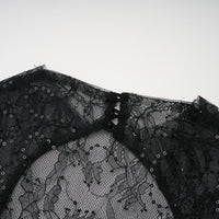 Velia Black Lace Glitter Tulle Maxi Gown