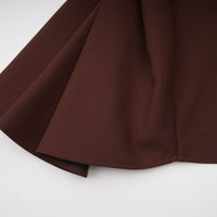 Dora brown asymmetrical-neck puff mini dress