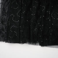 Velia Black Lace Glitter Tulle Maxi Gown