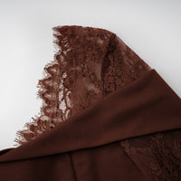 Georgiana Brown Lace Panel Flared Maxi Gown