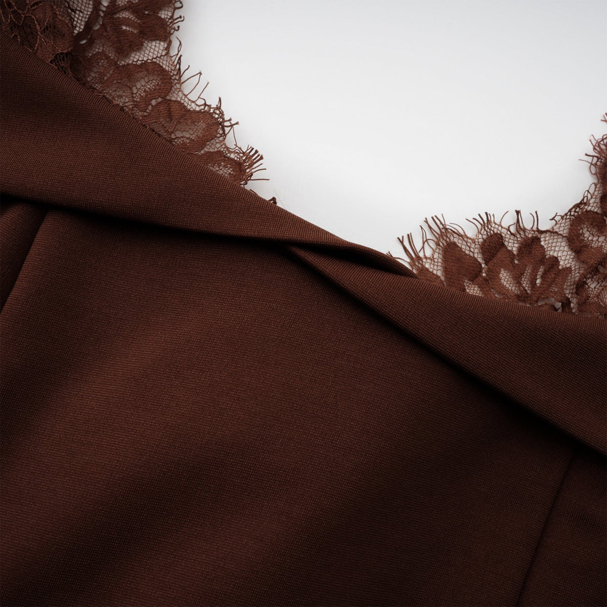 Georgiana Brown Lace Panel Flared Maxi Gown