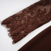 Georgiana Brown Lace Panel Flared Maxi Gown