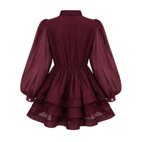 Élodie tiered flared mini dress in Red
