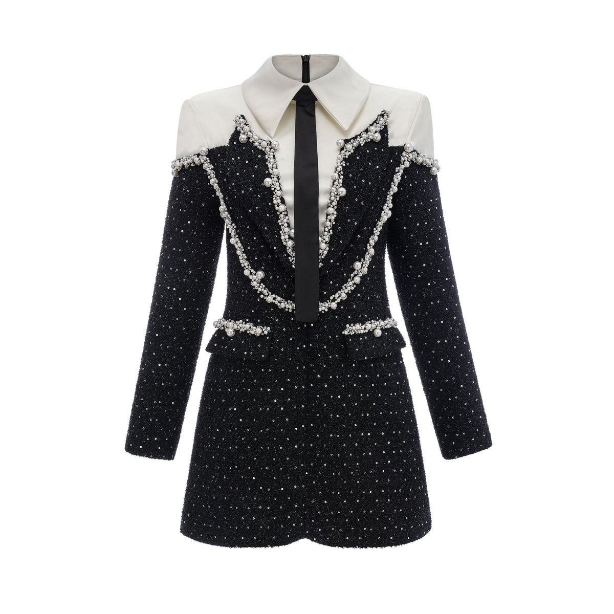 Éléonore faux-pearl tweed mini dress