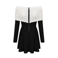 Justine black off-shoulder bow knit mini dress
