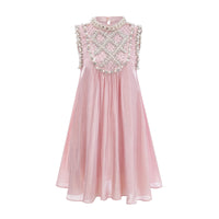 Helena pink embellished pleated mini dress