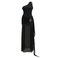 Tiziana Black One Shoulder Cut Out Maxi Dress