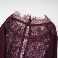 Gioconda Burgundy Halterneck Lace Panel Maxi Dress