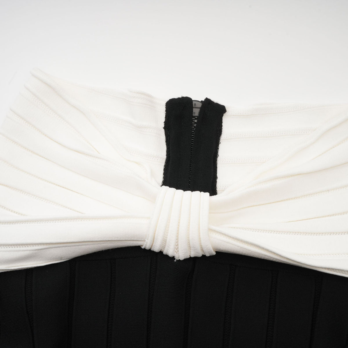 Justine black off-shoulder bow knit mini dress