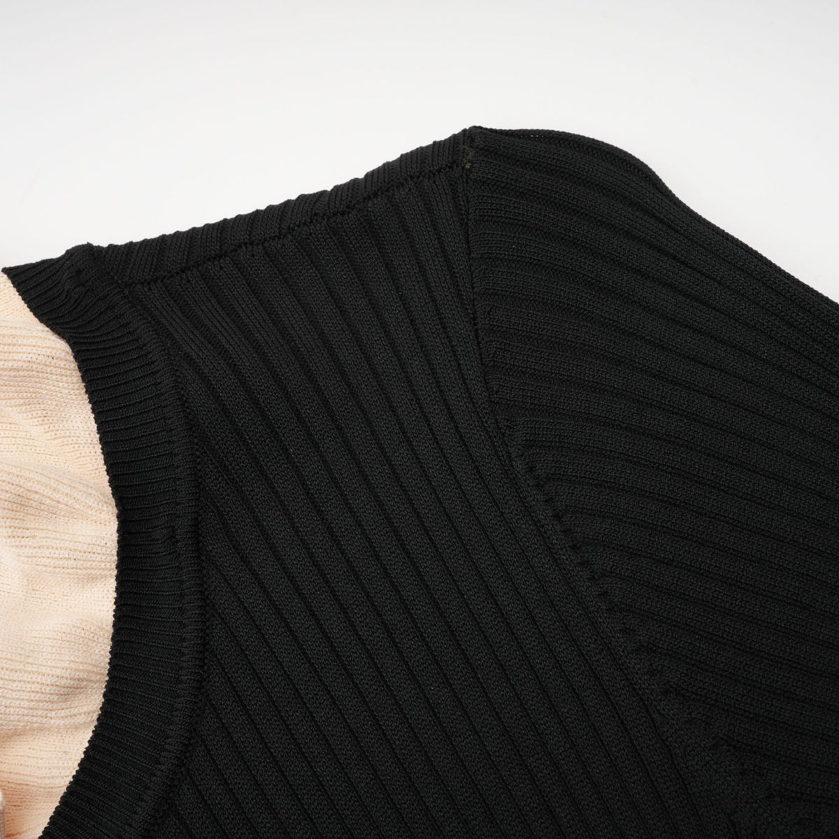Nadège black ruffled-neck knitted midi dress