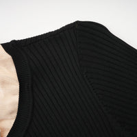 Nadège black ruffled-neck knitted midi dress