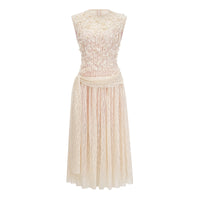 Cynthia Neutrals 3D Petal Textured Midi Dress