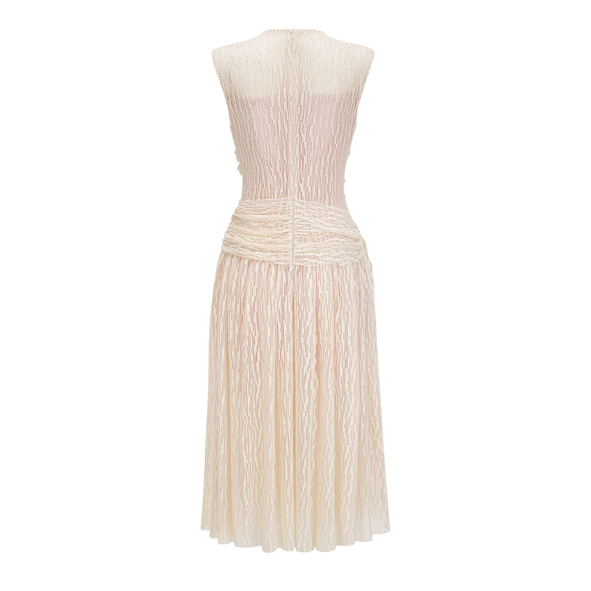 Cynthia Neutrals 3D Petal Textured Midi Dress