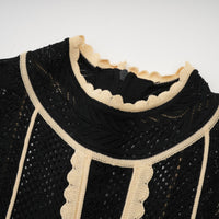 Maëlys black vertical-stripe netted maxi dress