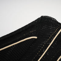 Maëlys black vertical-stripe netted maxi dress