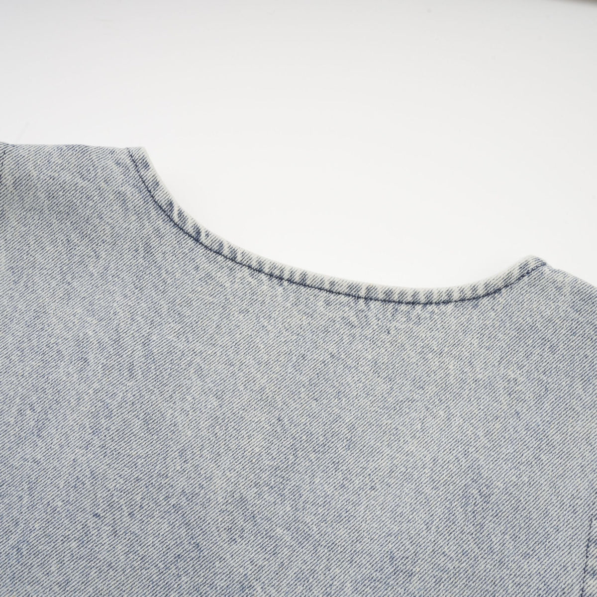 Daphné blue crystal sleeveless denim mini dress