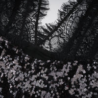 Ava Black Lace Panel Sequined Maxi Dress