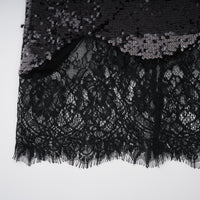 Ava Black Lace Panel Sequined Maxi Dress