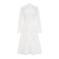 Madeleine white panelled embroidered midi dress