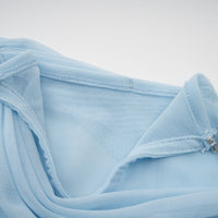 Catherine asymmetrical pleated maxi dress in Baby-blue
