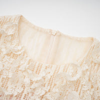 Cynthia Neutrals 3D Petal Textured Midi Dress