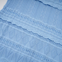 Mailys blue ruffled-trim crochet-knit midi dress