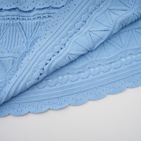 Mailys blue ruffled-trim crochet-knit midi dress