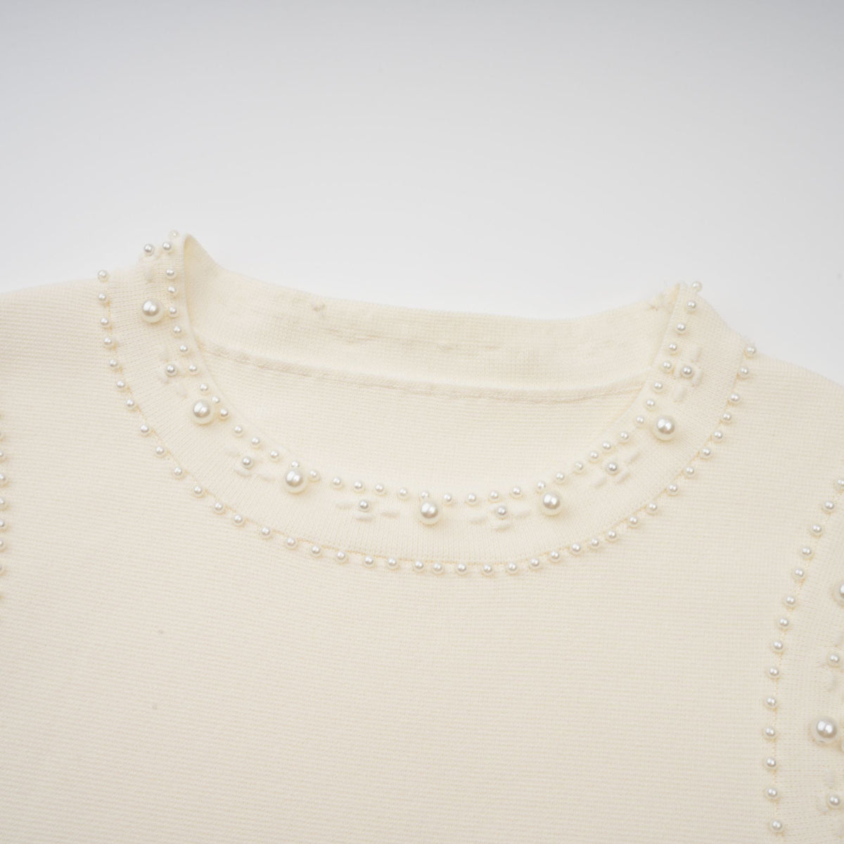 Donatienne white faux-pearl knitted maxi dress