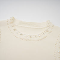 Donatienne white faux-pearl knitted maxi dress