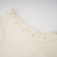 Donatienne white faux-pearl knitted maxi dress