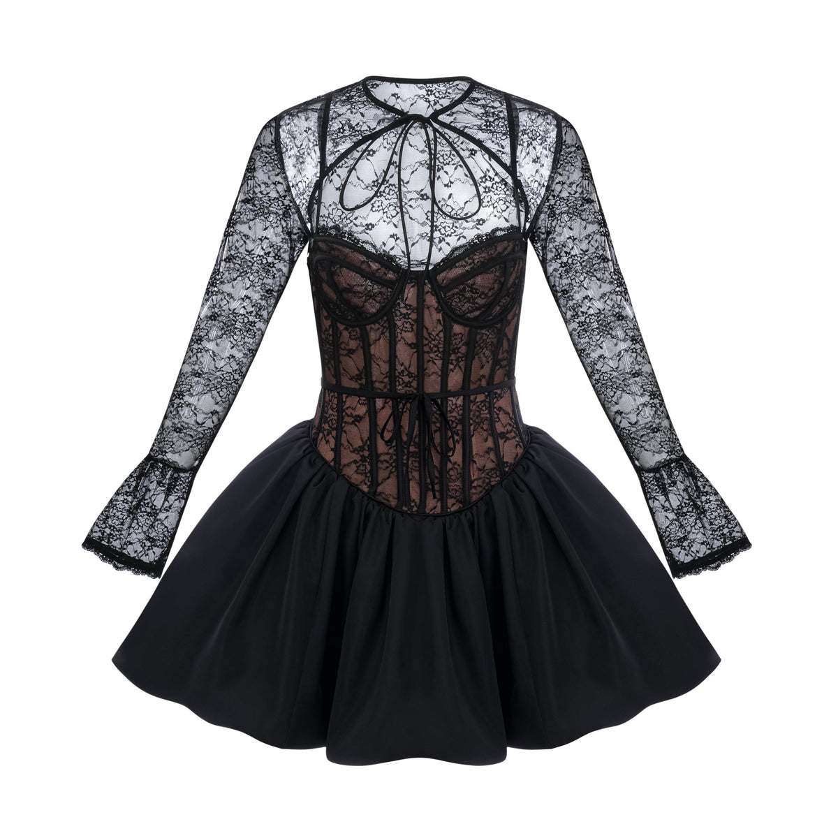 Louise black floral-lace vest & dress matching set