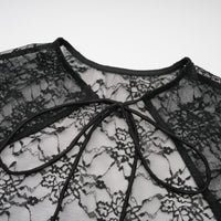 Louise black floral-lace vest & dress matching set