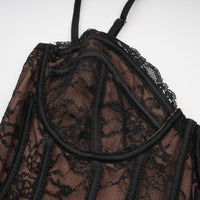 Louise black floral-lace vest & dress matching set