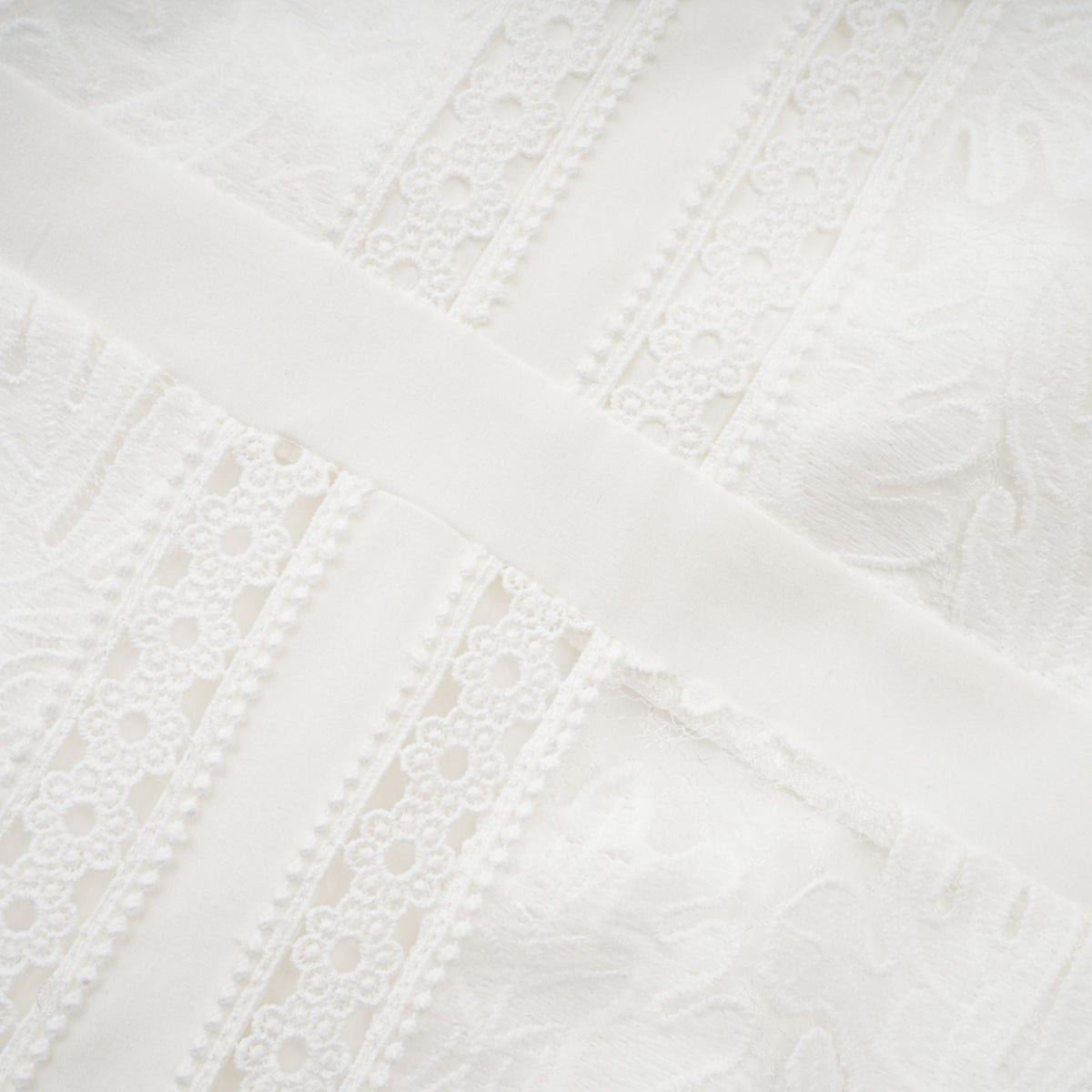 Madeleine white panelled embroidered midi dress