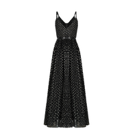 Aloïse Black Polka Dot Pleated Midi Dress