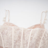 Mira Neutrals Lace Panel Tulle Midi Dress