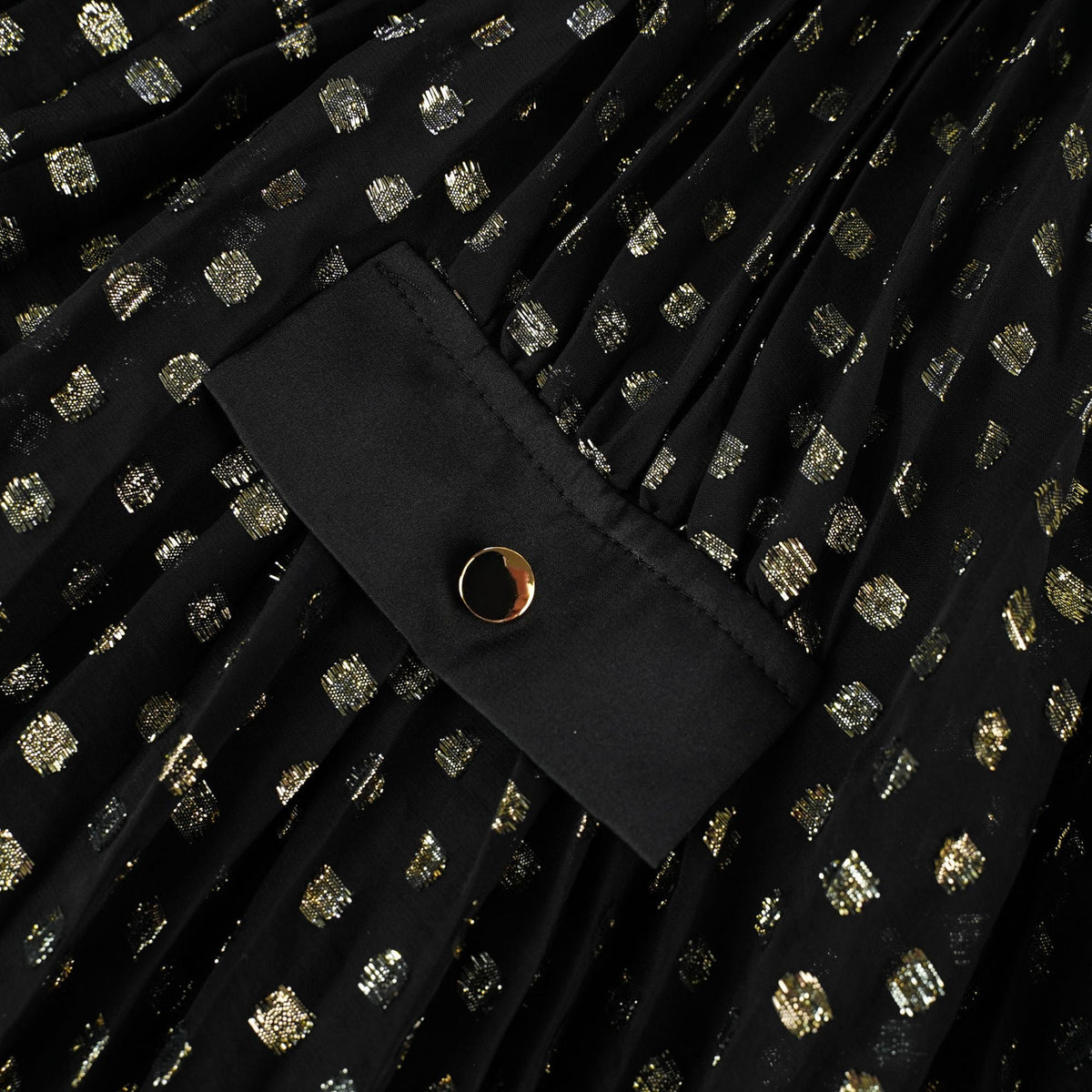 Aloïse Black Polka Dot Pleated Midi Dress