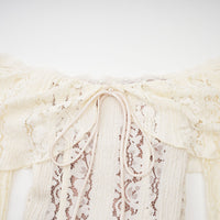 Émeline floral lace flared-cuff maxi dress in Neutrals