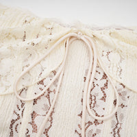 Émeline floral lace flared-cuff maxi dress in Neutrals