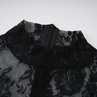 Roxane black floral-lace ruffled maxi dress