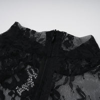 Roxane black floral-lace ruffled maxi dress