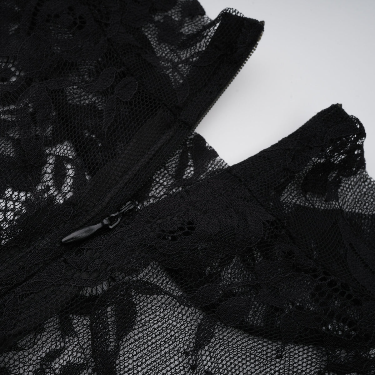 Roxane black floral-lace ruffled maxi dress