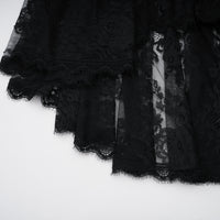 Roxane black floral-lace ruffled maxi dress