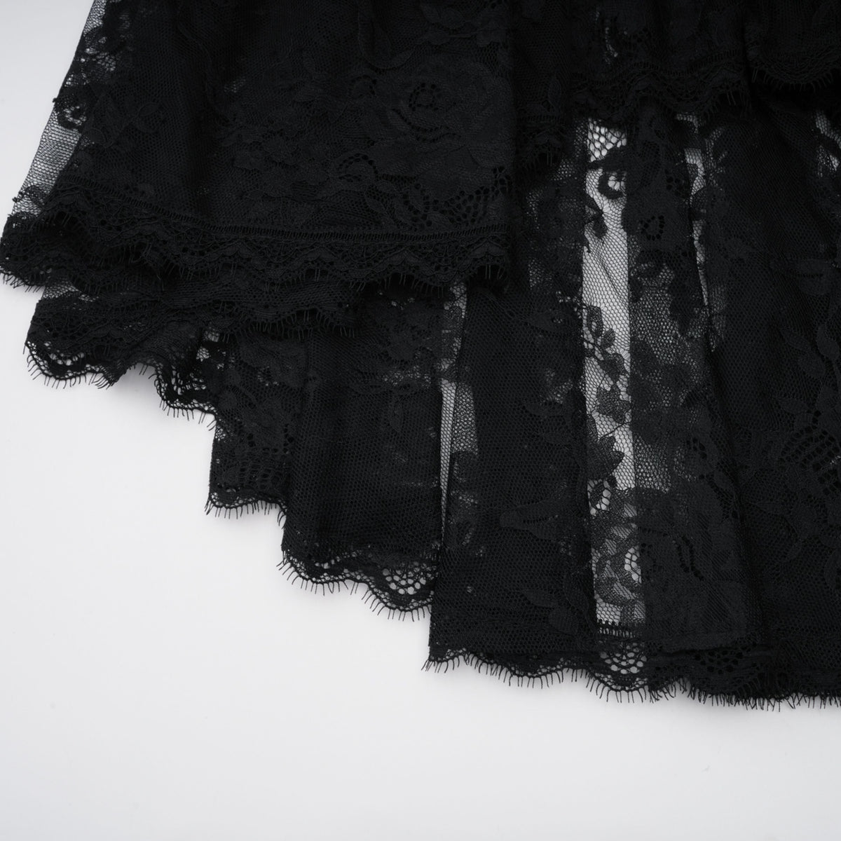 Roxane black floral-lace ruffled maxi dress