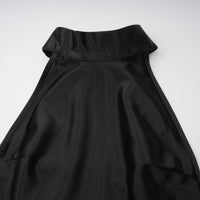 Ginevra black halterneck faux-pearl satin maxi dress