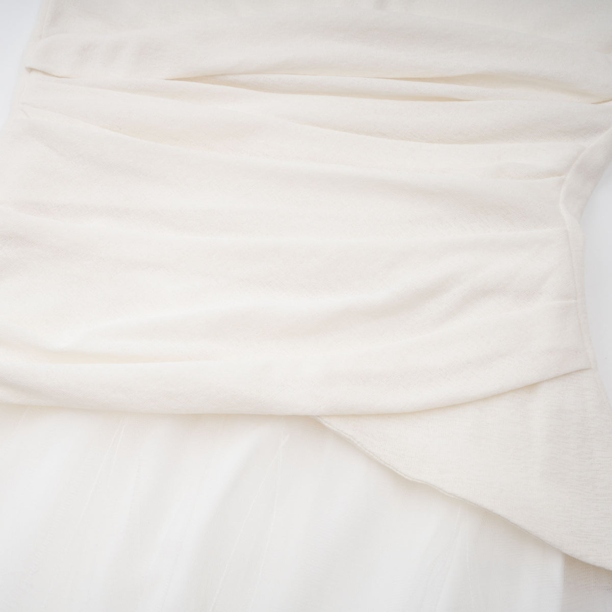 Lark White Tulle Panel Knit Midi Dress